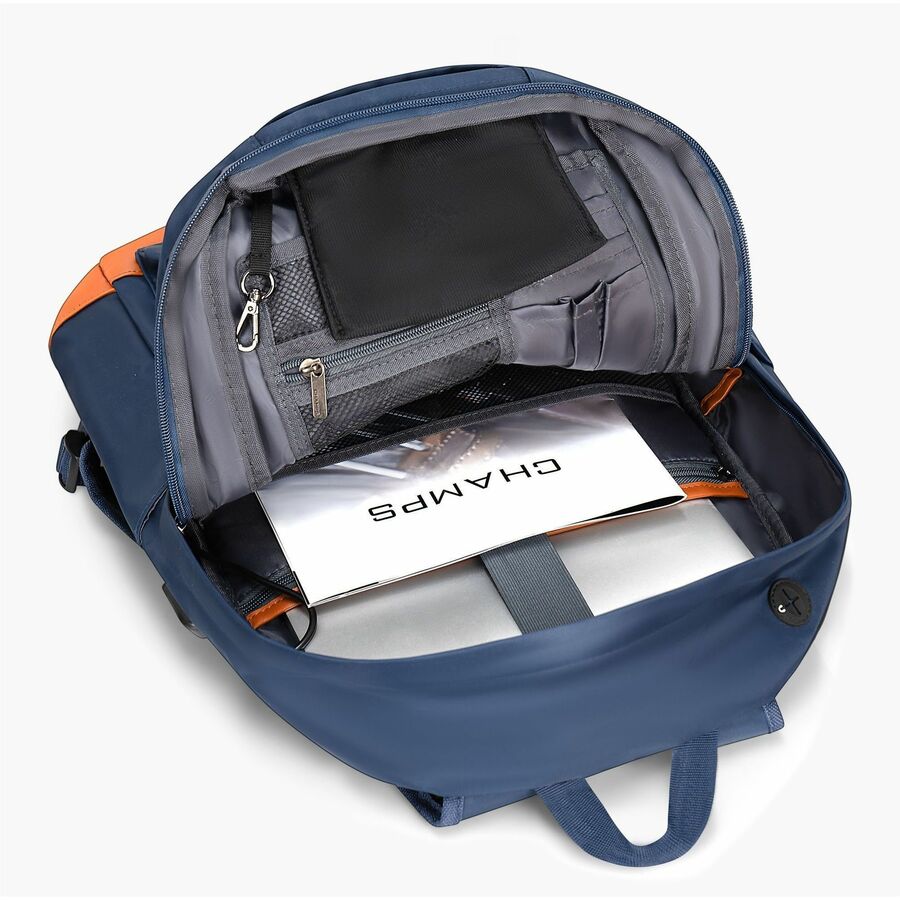Alternate-Image5 Image for Champs Vintage Carrying Case (Backpack) for 11" to 15.6" Water Bottle, Notebook, Tablet, Glasses, Earphone, Travel - Navy