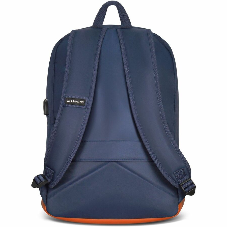 Rear Image for Champs Vintage Carrying Case (Backpack) for 11" to 15.6" Water Bottle, Notebook, Tablet, Glasses, Earphone, Travel - Navy