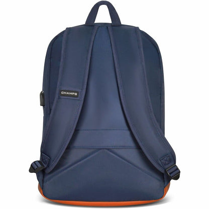 Rear Image for Champs Vintage Carrying Case (Backpack) for 11" to 15.6" Water Bottle, Notebook, Tablet, Glasses, Earphone, Travel - Navy