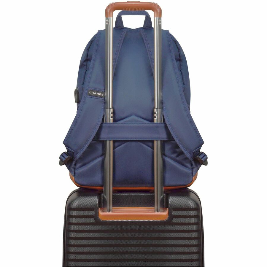 Alternate-Image3 Image for Champs Vintage Carrying Case (Backpack) for 11" to 15.6" Water Bottle, Notebook, Tablet, Glasses, Earphone, Travel - Navy