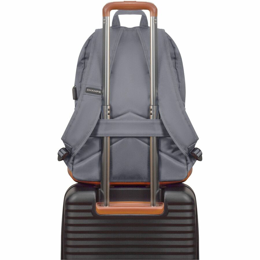 Alternate-Image3 Image for Champs Vintage Carrying Case (Backpack) for 11" to 15.6" Water Bottle, Notebook, Tablet, Glasses, Earphone, Travel - Gray