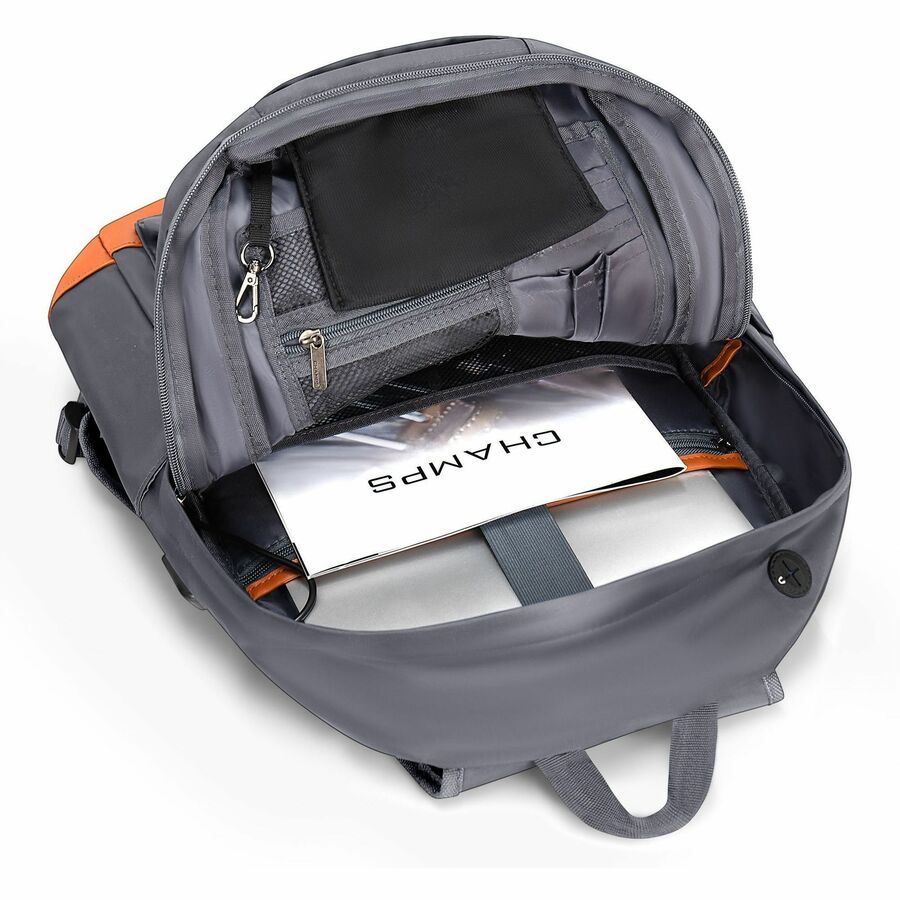 Alternate-Image5 Image for Champs Vintage Carrying Case (Backpack) for 11" to 15.6" Water Bottle, Notebook, Tablet, Glasses, Earphone, Travel - Gray