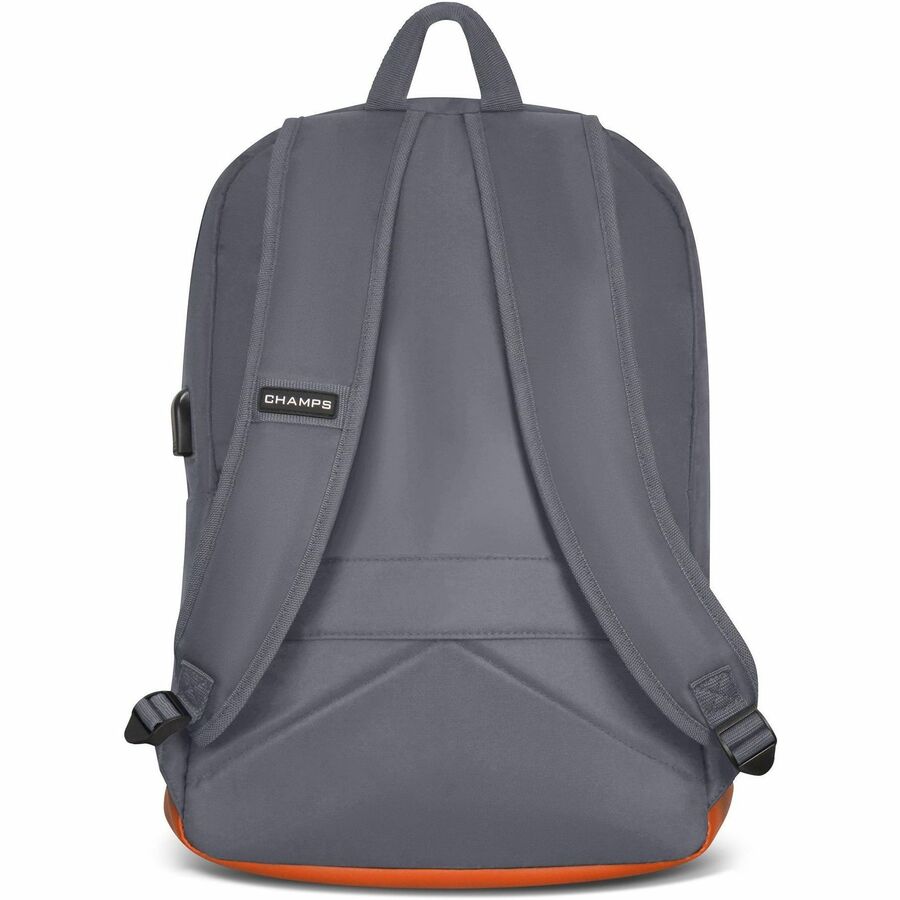 Rear Image for Champs Vintage Carrying Case (Backpack) for 11" to 15.6" Water Bottle, Notebook, Tablet, Glasses, Earphone, Travel - Gray