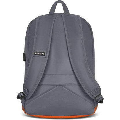 Rear Image for Champs Vintage Carrying Case (Backpack) for 11" to 15.6" Water Bottle, Notebook, Tablet, Glasses, Earphone, Travel - Gray