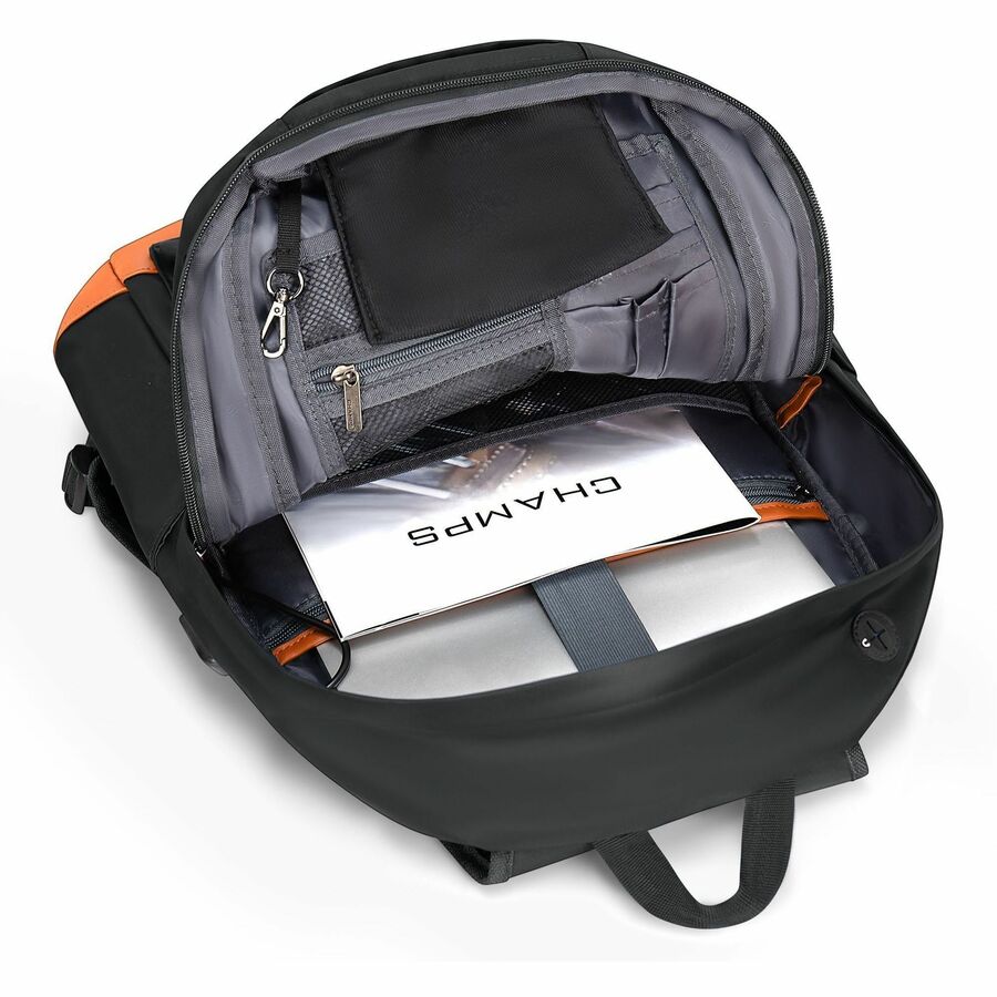 Alternate-Image5 Image for Champs Vintage Carrying Case (Backpack) for 11" to 15.6" Water Bottle, Notebook, Tablet, Glasses, Earphone, Travel - Black