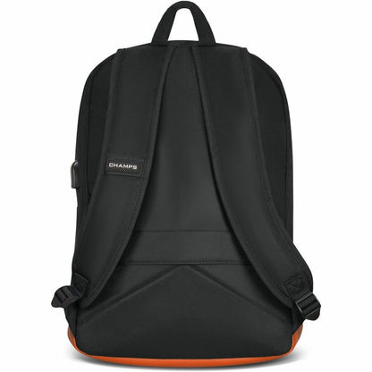 Rear Image for Champs Vintage Carrying Case (Backpack) for 11" to 15.6" Water Bottle, Notebook, Tablet, Glasses, Earphone, Travel - Black