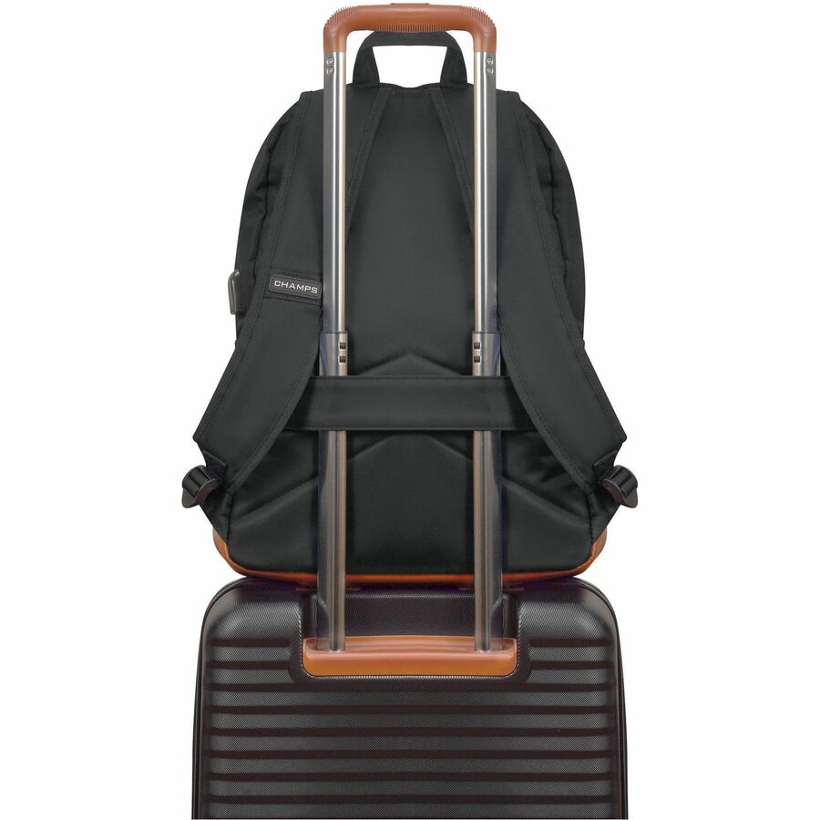 Alternate-Image3 Image for Champs Vintage Carrying Case (Backpack) for 11" to 15.6" Water Bottle, Notebook, Tablet, Glasses, Earphone, Travel - Black