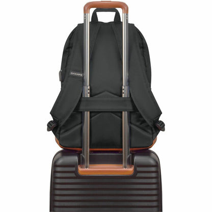 Alternate-Image3 Image for Champs Vintage Carrying Case (Backpack) for 11" to 15.6" Water Bottle, Notebook, Tablet, Glasses, Earphone, Travel - Black