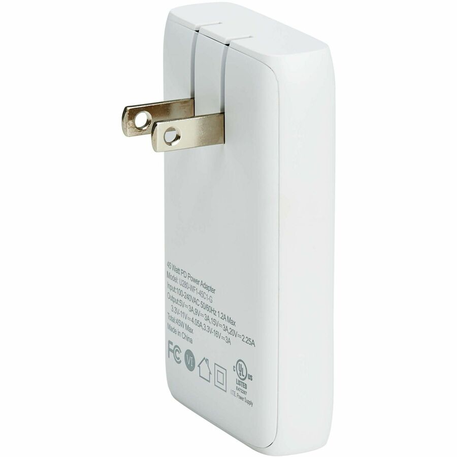 Alternate-Image4 Image for Eaton Tripp Lite Series 45W USB-C GaN Wall Charger - Ultra Slim, PD 3.0 Fast Charging, White