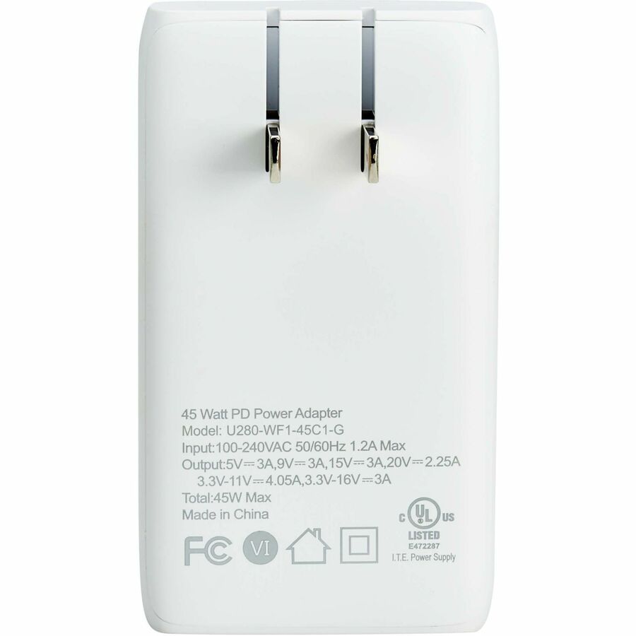 Alternate-Image7 Image for Eaton Tripp Lite Series 45W USB-C GaN Wall Charger - Ultra Slim, PD 3.0 Fast Charging, White