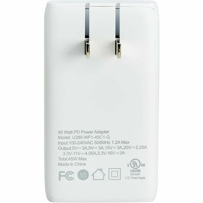 Alternate-Image7 Image for Eaton Tripp Lite Series 45W USB-C GaN Wall Charger - Ultra Slim, PD 3.0 Fast Charging, White