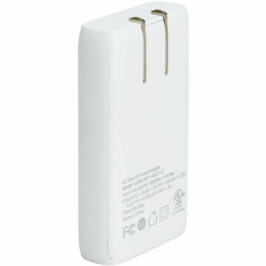 Alternate-Image2 Image for Eaton Tripp Lite Series 45W USB-C GaN Wall Charger - Ultra Slim, PD 3.0 Fast Charging, White