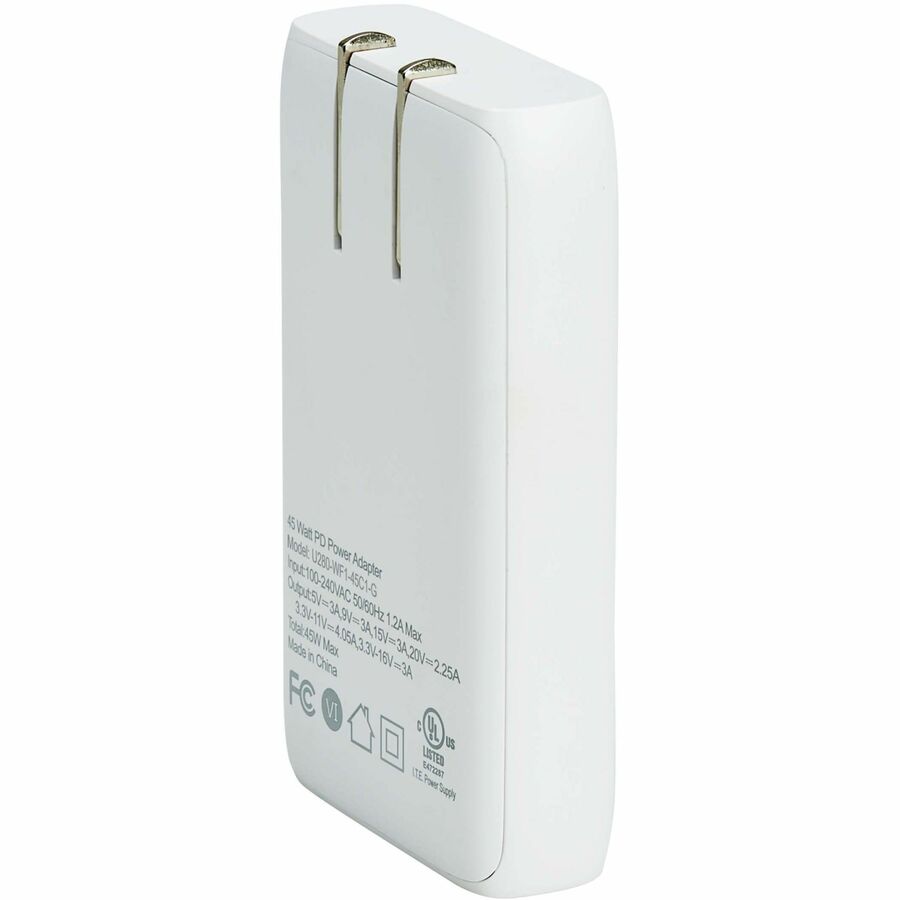 Alternate-Image5 Image for Eaton Tripp Lite Series 45W USB-C GaN Wall Charger - Ultra Slim, PD 3.0 Fast Charging, White