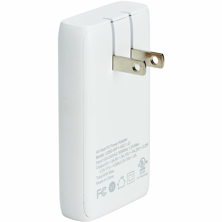 Alternate-Image1 Image for Eaton Tripp Lite Series 45W USB-C GaN Wall Charger - Ultra Slim, PD 3.0 Fast Charging, White