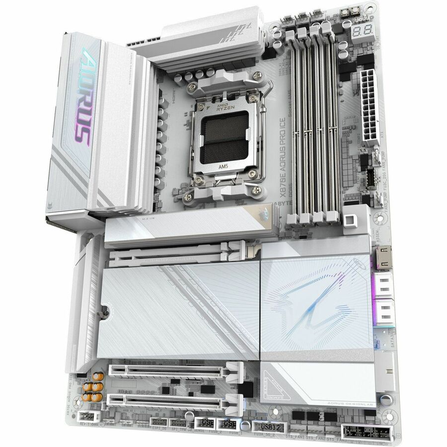 Alternate-Image1 Image for GIGABYTE Ultra Durable X870E AORUS PRO ICE Gaming Desktop Motherboard - AMD X870E Chipset - Socket AM5 - ATX