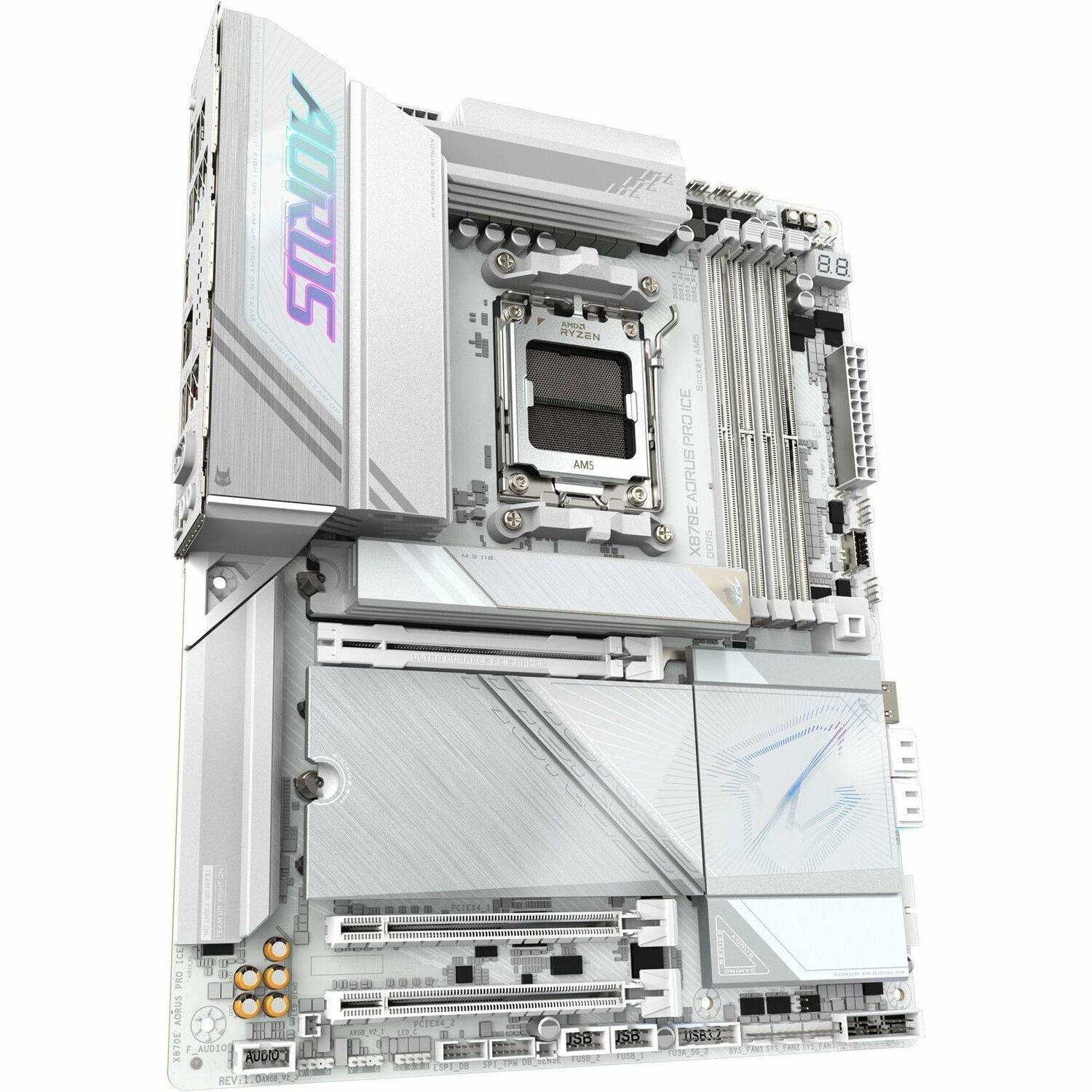 Main Image for GIGABYTE Ultra Durable X870E AORUS PRO ICE Gaming Desktop Motherboard - AMD X870E Chipset - Socket AM5 - ATX
