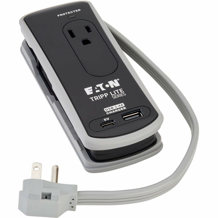 Alternate-Image9 Image for Eaton Tripp Lite Series Protect It! 2-Outlet Travel-Size Surge Protector - 5-15R Outlets, USB-C and USB-A Ports, 5-15P Input, Black