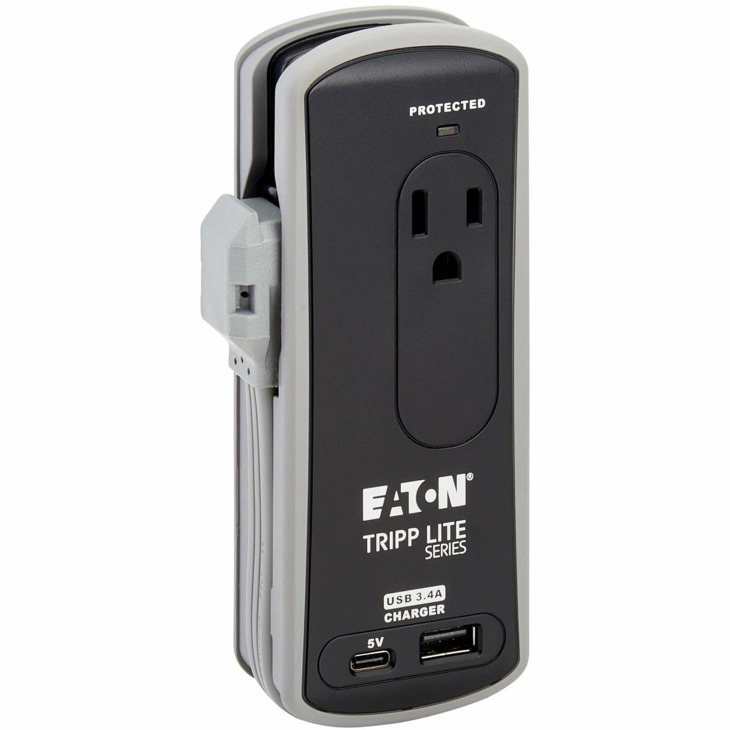 Main Image for Eaton Tripp Lite Series Protect It! 2-Outlet Travel-Size Surge Protector - 5-15R Outlets, USB-C and USB-A Ports, 5-15P Input, Black