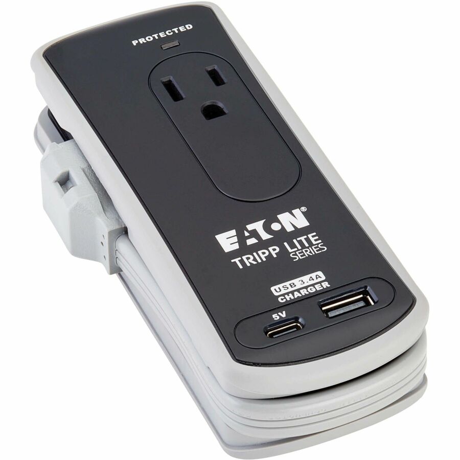Alternate-Image8 Image for Eaton Tripp Lite Series Protect It! 2-Outlet Travel-Size Surge Protector - 5-15R Outlets, USB-C and USB-A Ports, 5-15P Input, Black