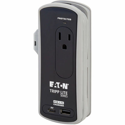Alternate-Image4 Image for Eaton Tripp Lite Series Protect It! 2-Outlet Travel-Size Surge Protector - 5-15R Outlets, USB-C and USB-A Ports, 5-15P Input, Black
