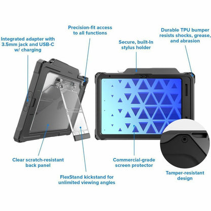 Alternate-Image1 Image for MAXCases Shield Extreme-X2 for iPad 10 10.9" w/3.5 mm Adapter and Tamper-Resistant Design (2022) (Black Bezel-Gray Case)