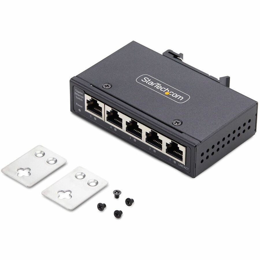 Alternate-Image9 Image for StarTech 5-Port Unmanaged Industrial Network Switch, 10/100/1000 Ethernet, DIN Rail/Wall-Mount, IP30 Rated, -40F-167F, 9~60V DC, TAA