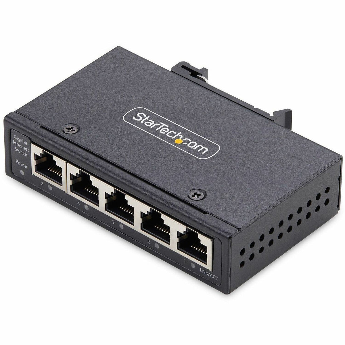 Main Image for StarTech 5-Port Unmanaged Industrial Network Switch, 10/100/1000 Ethernet, DIN Rail/Wall-Mount, IP30 Rated, -40F-167F, 9~60V DC, TAA