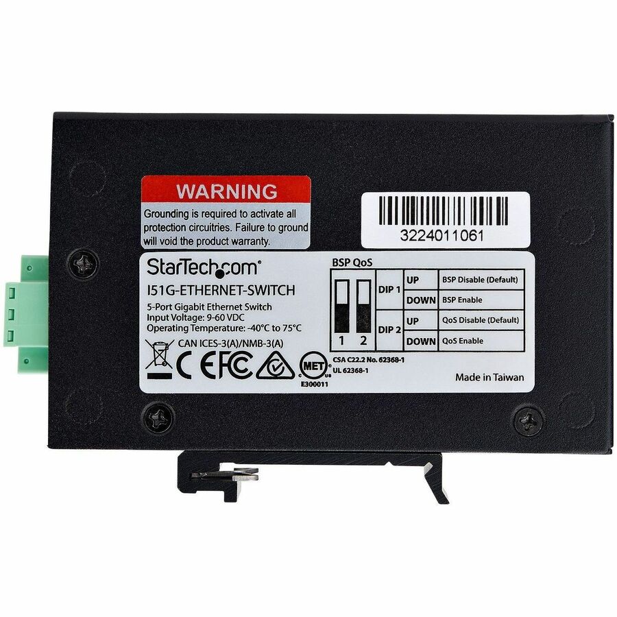 Alternate-Image5 Image for StarTech 5-Port Unmanaged Industrial Network Switch, 10/100/1000 Ethernet, DIN Rail/Wall-Mount, IP30 Rated, -40F-167F, 9~60V DC, TAA