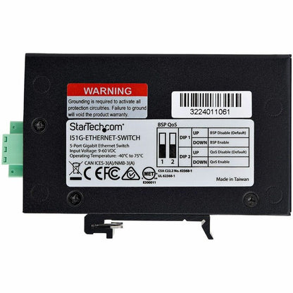 Alternate-Image5 Image for StarTech 5-Port Unmanaged Industrial Network Switch, 10/100/1000 Ethernet, DIN Rail/Wall-Mount, IP30 Rated, -40F-167F, 9~60V DC, TAA
