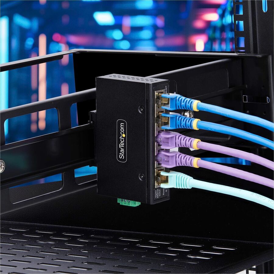 Alternate-Image8 Image for StarTech 5-Port Unmanaged Industrial Network Switch, 10/100/1000 Ethernet, DIN Rail/Wall-Mount, IP30 Rated, -40F-167F, 9~60V DC, TAA