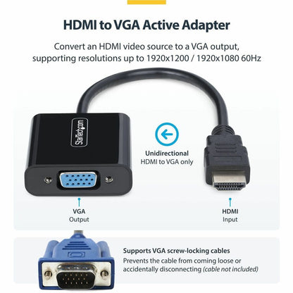 Alternate-Image2 Image for StarTech HDMI to VGA Adapter, Active Video Converter For Laptop/Desktop, 1920x1080 (1080p), HDMI Source to VGA Monitor/Display