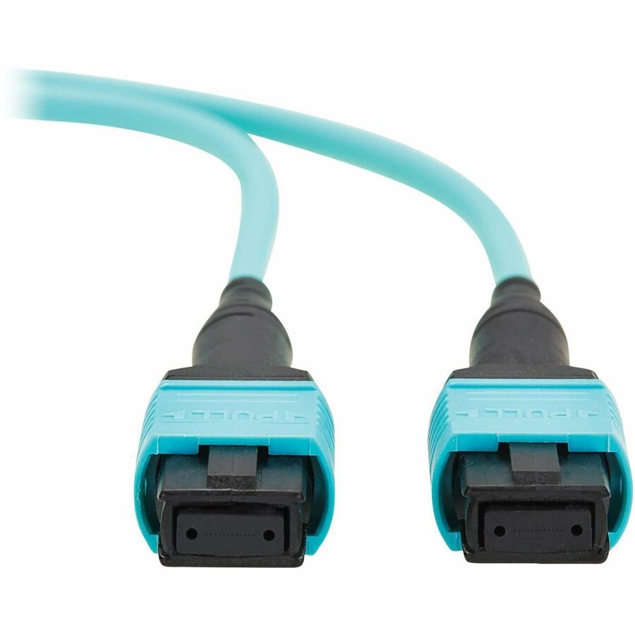 Alternate-Image1 Image for Eaton Tripp Lite Series 100G Multimode 50/125 OM4 Fiber Optic Cable (12F MPO/MPO-PC F/F), Type-A Polarity, OFNP, Aqua, 2 m (6.6 ft.), TAA