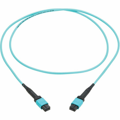 Main Image for Eaton Tripp Lite Series 100G Multimode 50/125 OM4 Fiber Optic Cable (12F MPO/MPO-PC F/F), Type-A Polarity, OFNP, Aqua, 2 m (6.6 ft.), TAA