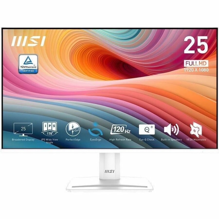 Front Image for MSI PRO MP251W E2 - PROMP251WE2 - Business Productivity Monitor - 24.5" IPS 120Hz Adaptive-Sync Display - HDMI - DisplayPort