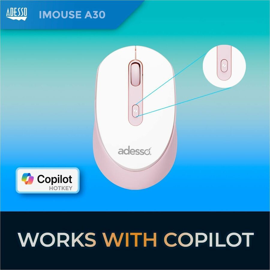 Alternate-Image5 Image for Adesso iMouse A30P Wireless Mouse with AI CoPilot Shortcut Button (Pink)