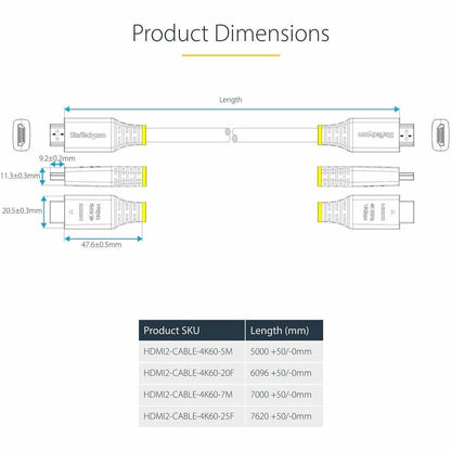 Alternate-Image4 Image for StarTech.com 25ft (7.6m) Premium Certified High Speed HDMI Cable, 4K 60Hz/1440p 144Hz, 18Gbps, UHD HDMI 2.0 Cord, TPE Jacket
