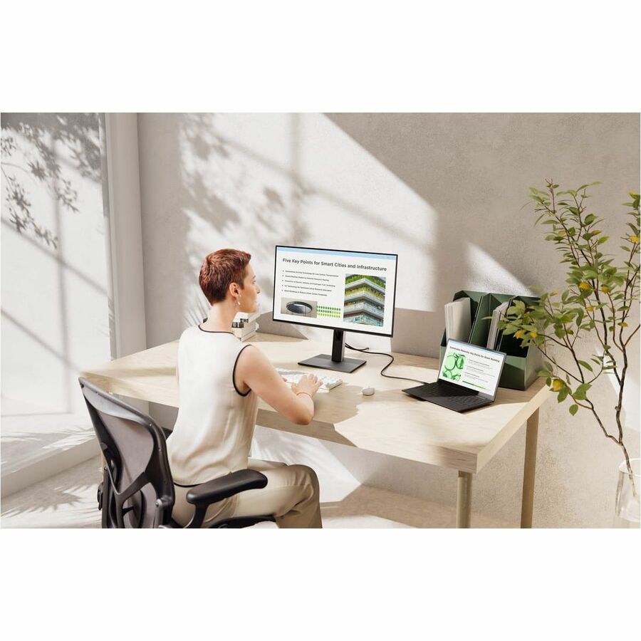 Life-Style Image for ViewSonic VG2758-2K 27 Inch 1440p IPS Docking Monitor with Advanced Ergonomics, 100W USB C, 5-port USB Hub, HDMI, DisplayPort, and Daisy Chain for Home and Office