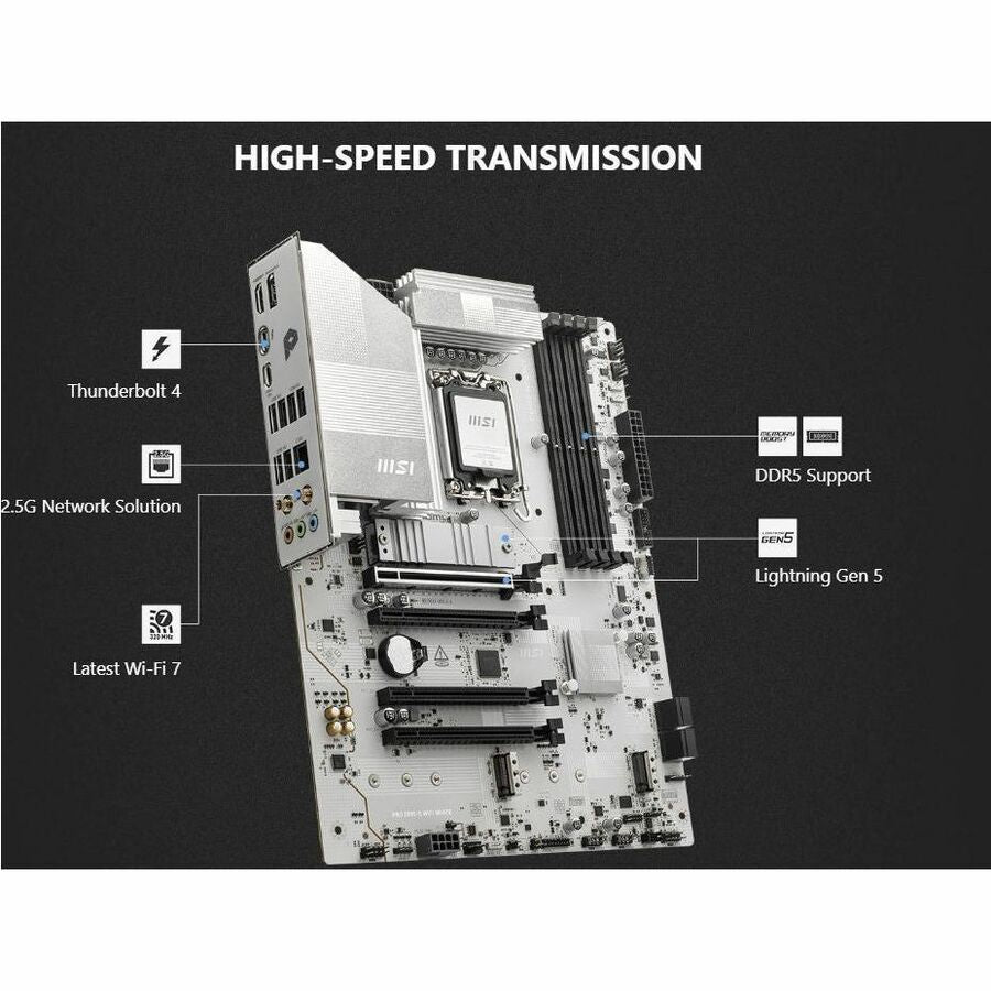 Alternate-Image7 Image for MSI Z890-S WIFI WHITE Gaming Desktop Motherboard - Intel Z890 Chipset - Socket LGA-1851 - ATX