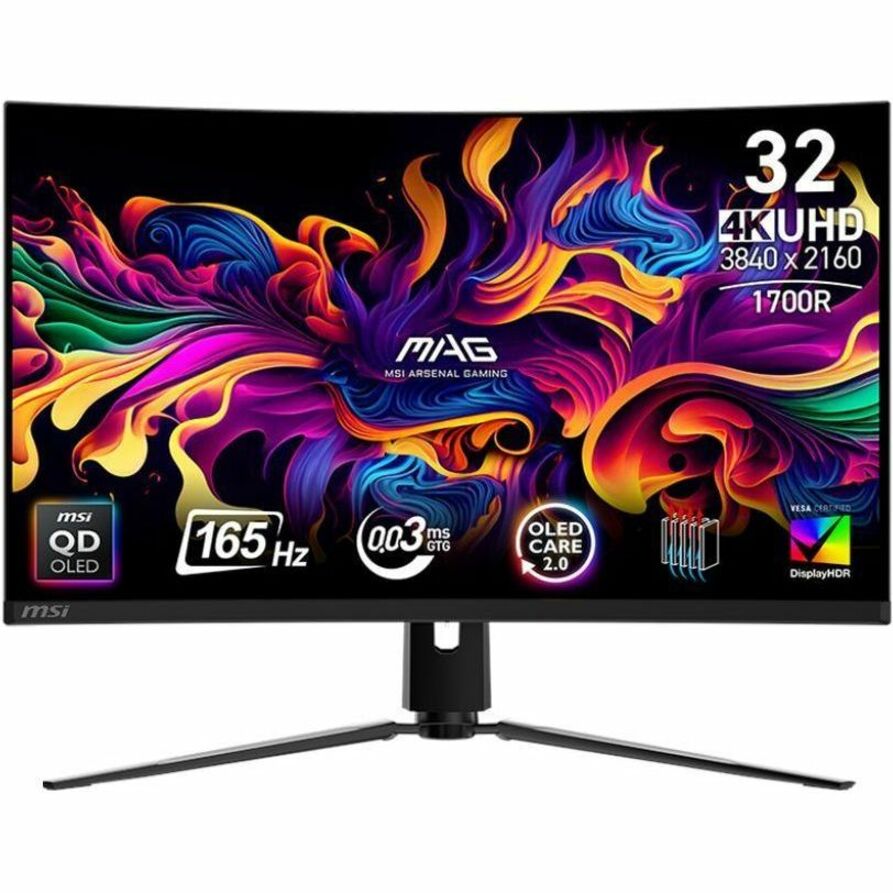 Front Image for MSI MAG 321CUP QD-OLED 32" Class 4K UHD Curved Screen Rugged Gaming OLED Monitor - 16:9 - Black