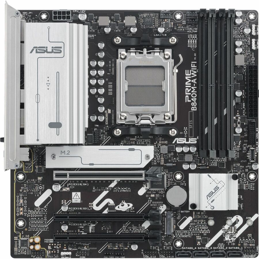 Alternate-Image1 Image for Asus Prime B840M-A WIFI-CSM Gaming Desktop Motherboard - AMD B840 Chipset - Socket AM5 - Micro ATX