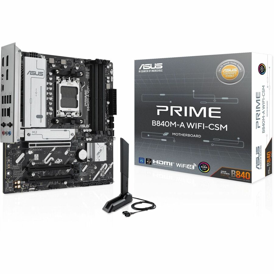 Alternate-Image2 Image for Asus Prime B840M-A WIFI-CSM Gaming Desktop Motherboard - AMD B840 Chipset - Socket AM5 - Micro ATX
