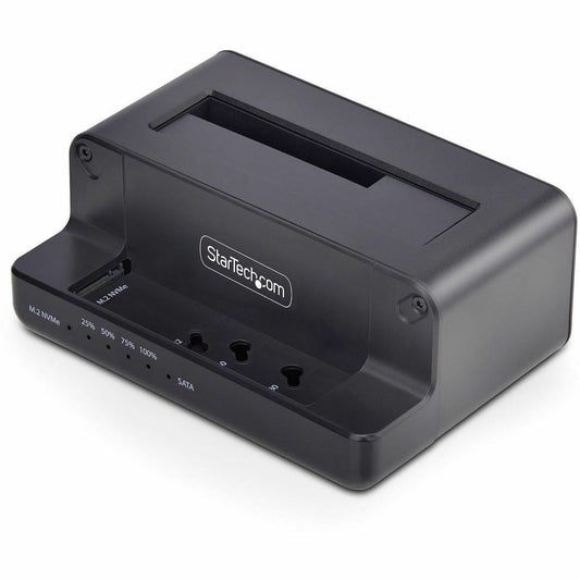 Main Image for StarTech M.2 NVMe to 2.5/3.5" SATA Drive Duplicator, Dual Bay Standalone Cloner/Dock, Bidirectional NVMe to SATA/SATA to NVMe, TAA