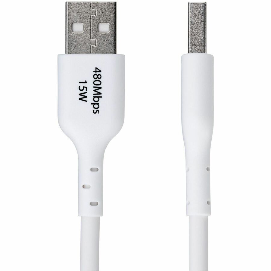 Alternate-Image1 Image for StarTech.com 10ft (3m) USB-A to USB-C Charging Cable, Charge & Sync, 3A, USB 2.0, TPE Jacket - White USB Charging Cord