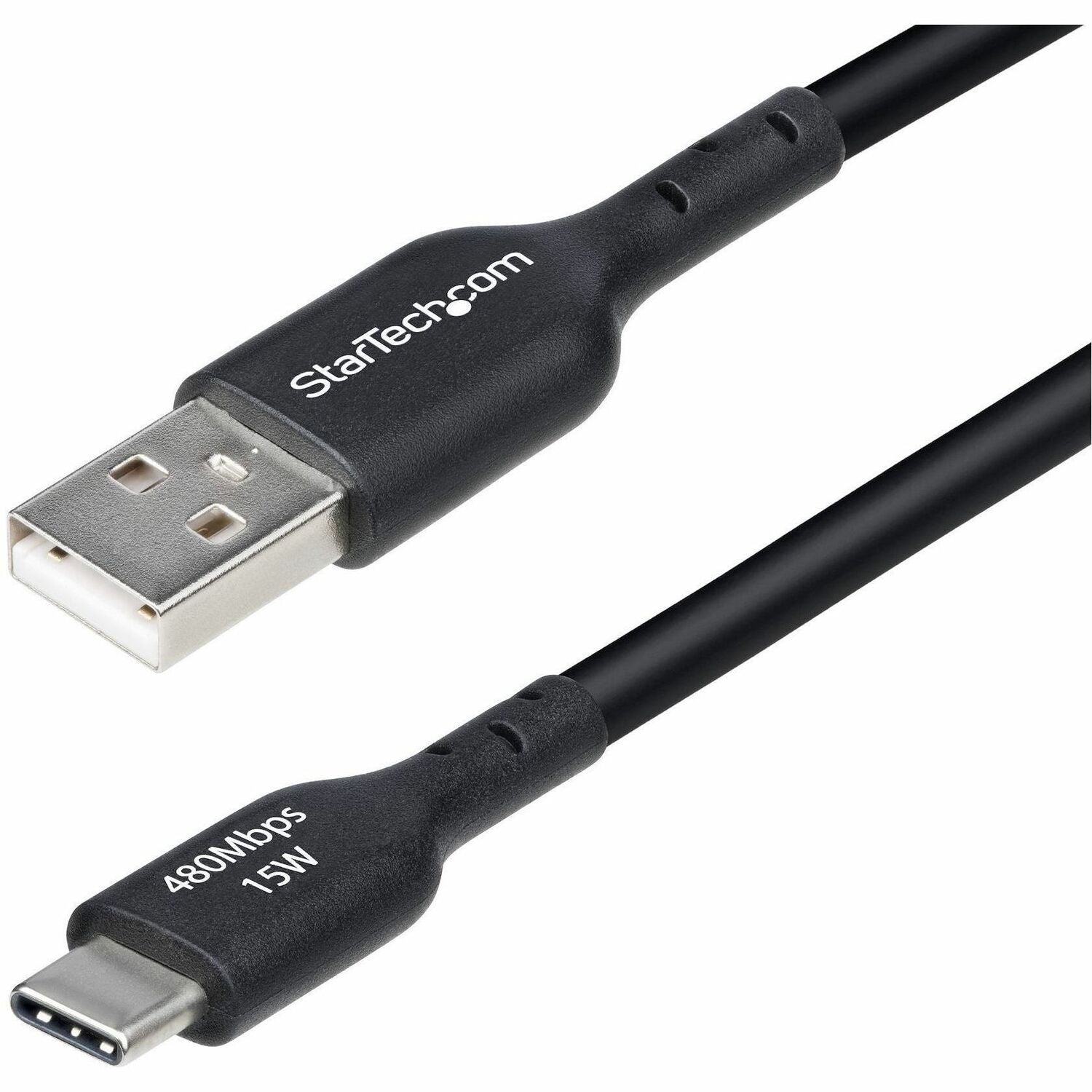 Main Image for StarTech 15ft (4.5m) USB-A to USB-C Charging Cable, Charge & Sync, 3A, USB 2.0, TPE Jacket - Black USB Charging Cord