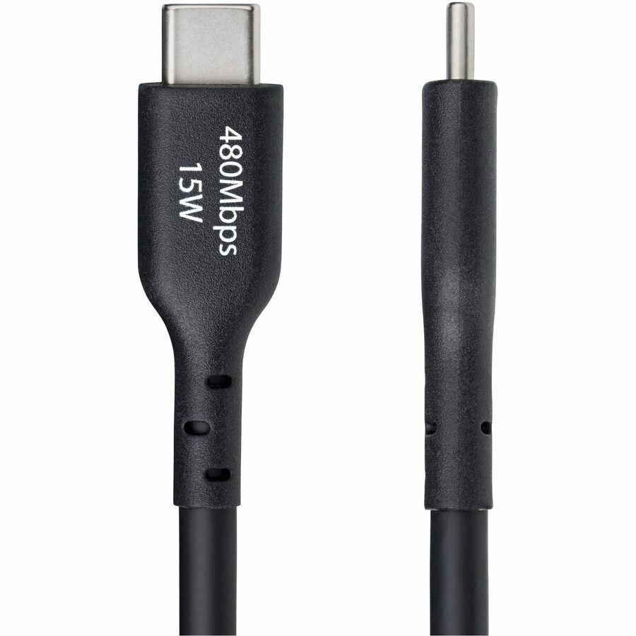 Alternate-Image2 Image for StarTech 15ft (4.5m) USB-A to USB-C Charging Cable, Charge & Sync, 3A, USB 2.0, TPE Jacket - Black USB Charging Cord