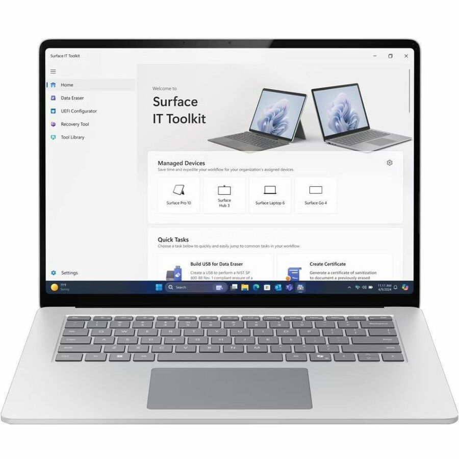 Front Image for Microsoft Surface Laptop 7 15" Touchscreen Copilot+ PC Notebook - 120 Hz - Intel Core Ultra 7 - 16 GB - 256 GB SSD - English Keyboard - Platinum