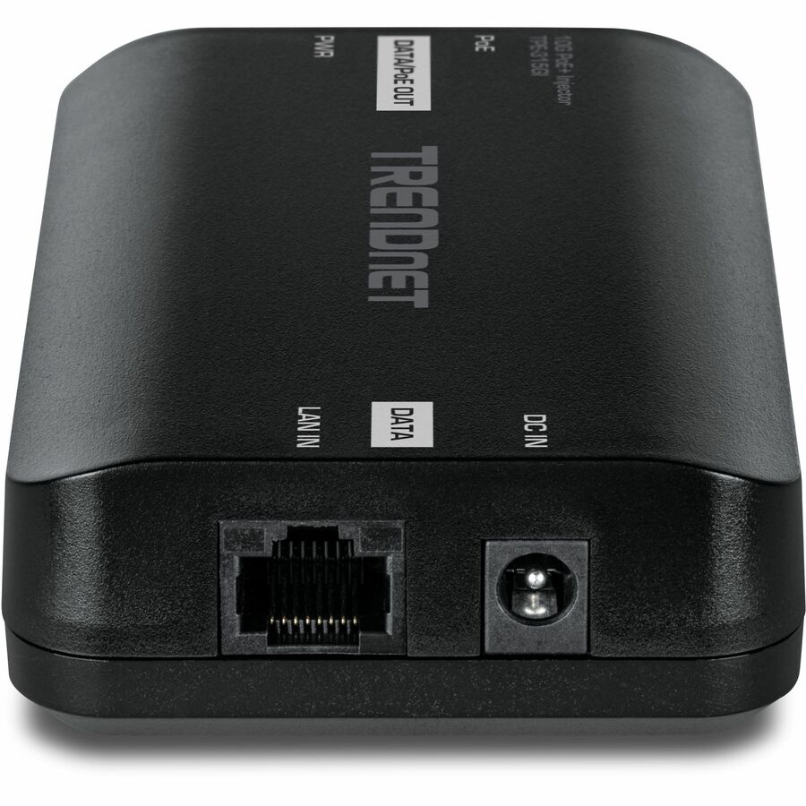 Left Image for TRENDnet 10G PoE+ Injector, TPE-315GI, Convert Non-PoE Port to a PoE+ Port, PoE (15.4W) or PoE+ (30W), 10GBASE-T Compliant, Up to 100m (328 ft.), Black
