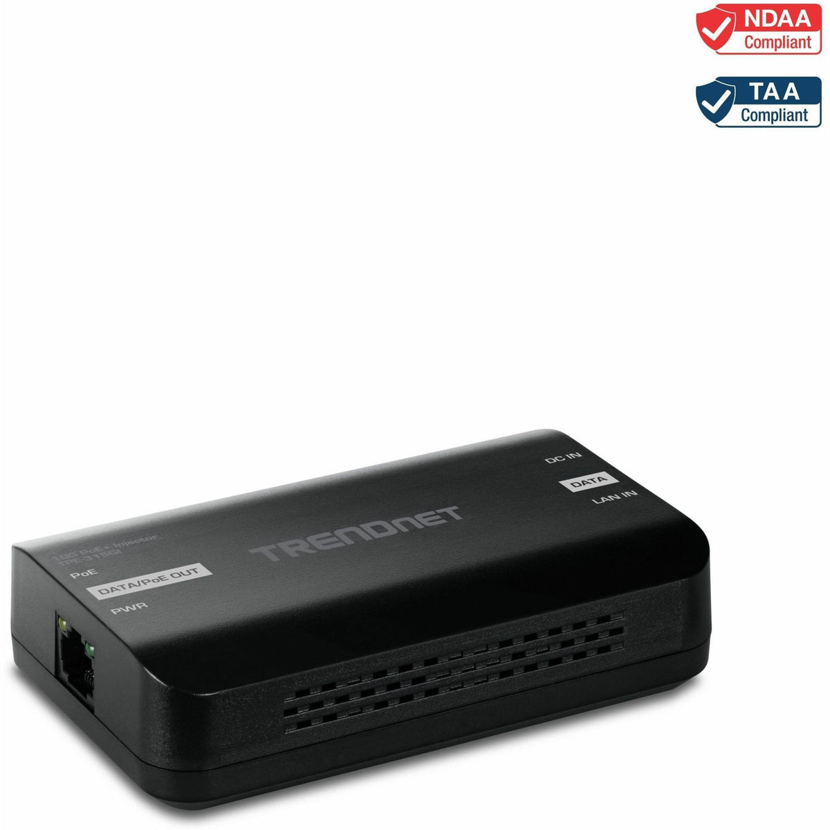 Main Image for TRENDnet 10G PoE+ Injector, TPE-315GI, Convert Non-PoE Port to a PoE+ Port, PoE (15.4W) or PoE+ (30W), 10GBASE-T Compliant, Up to 100m (328 ft.), Black
