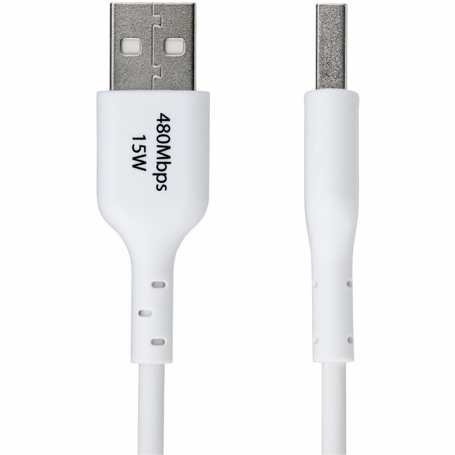 Alternate-Image1 Image for StarTech.com 3ft (91cm) USB-A to USB-C Charging Cable, Charge & Sync, 3A, USB 2.0, TPE Jacket - White USB Charging Cord
