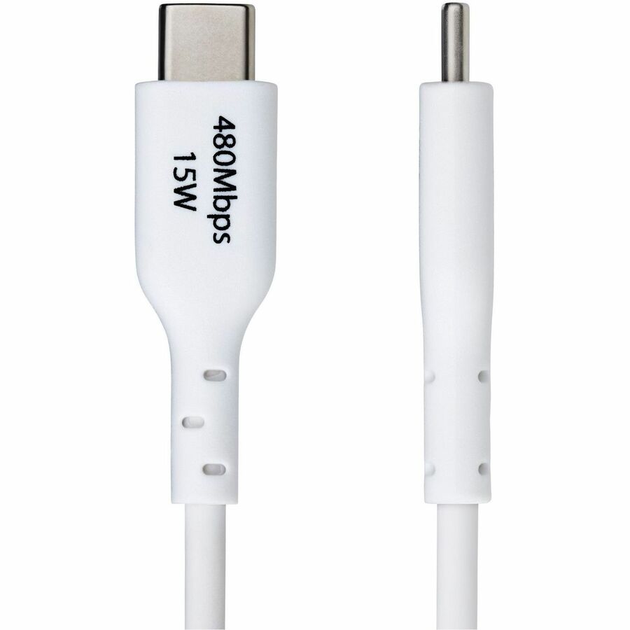 Alternate-Image2 Image for StarTech.com 3ft (91cm) USB-A to USB-C Charging Cable, Charge & Sync, 3A, USB 2.0, TPE Jacket - White USB Charging Cord